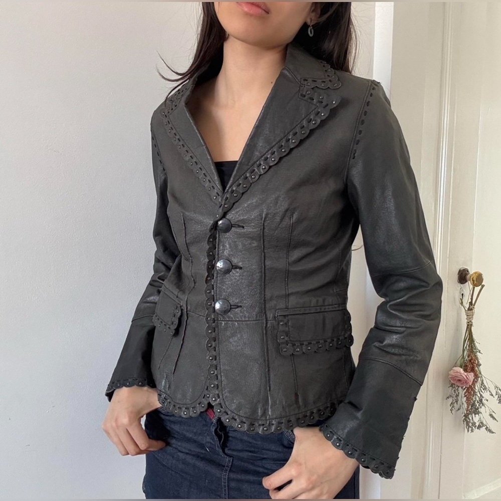 Vintage Leather Blazer Jacket